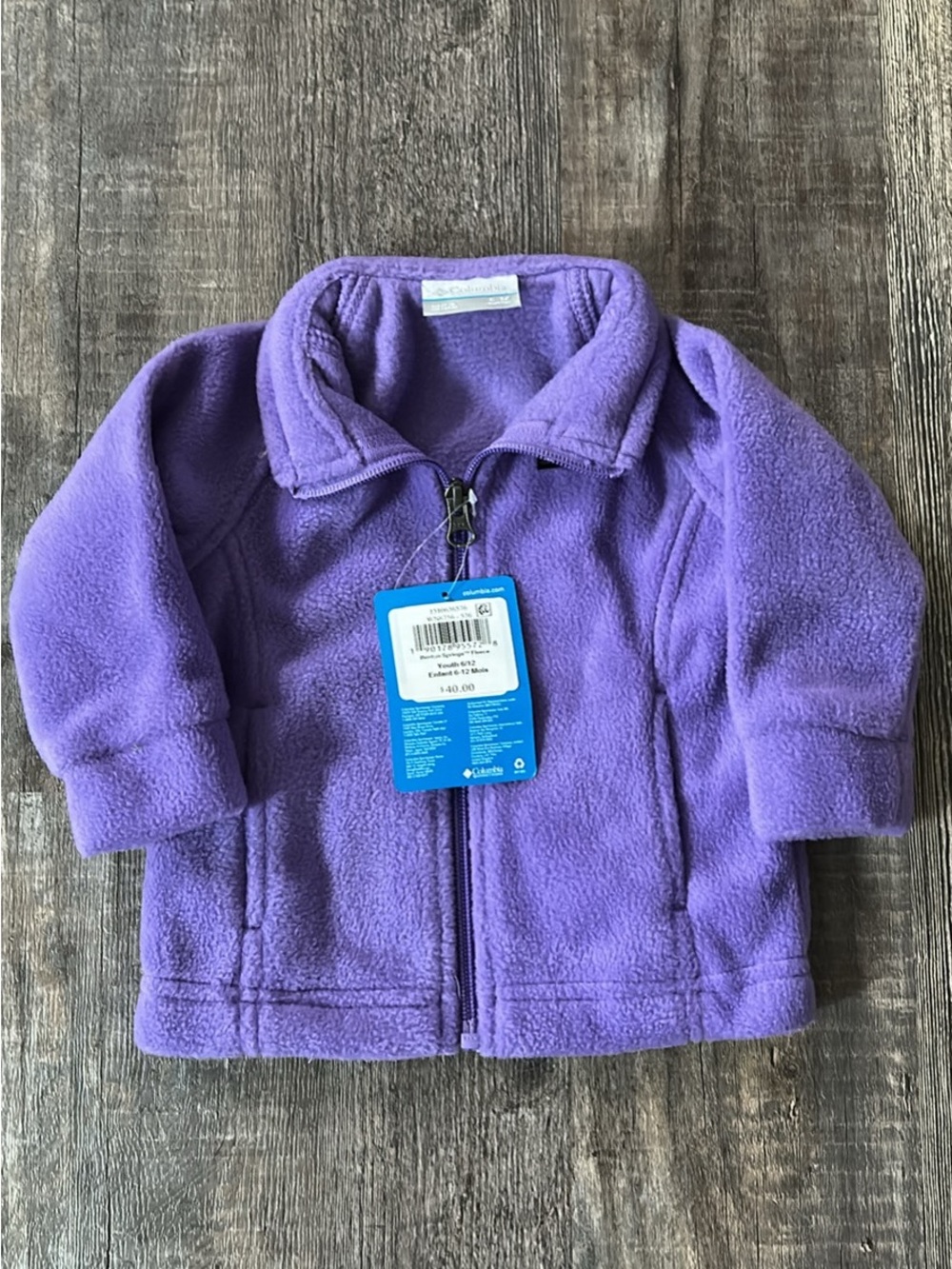 Columbia Purple infant' Fleece Jacket - Full Zip BRAND NEW
